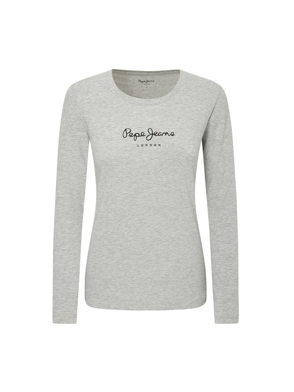 Pepe Jeans Pepe Jeans Тениска 'NEW VIRGINIA'  сив меланж / черно