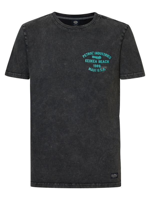 Petrol Industries Petrol Industries Тениска 'Classic'  антрацитно черно / нефритено зелено