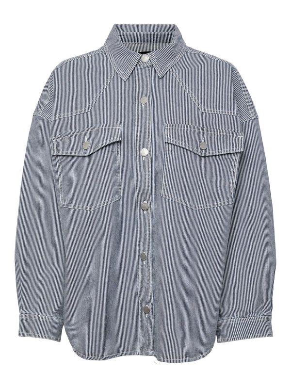 PIECES PIECES Блуза 'Billo'  син деним / бяло