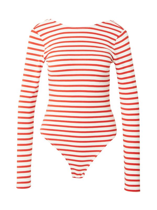 PIECES PIECES Блуза боди 'PCMIRAL'  червено / бяло