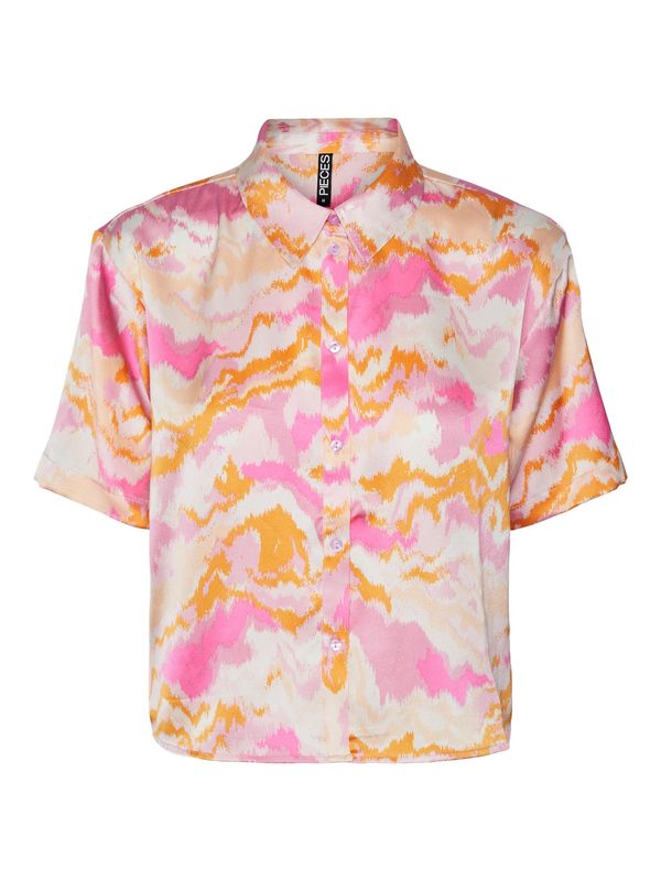 PIECES PIECES Блуза 'Kerra'  кремаво / оранжево / бледорозово / пастелно розово