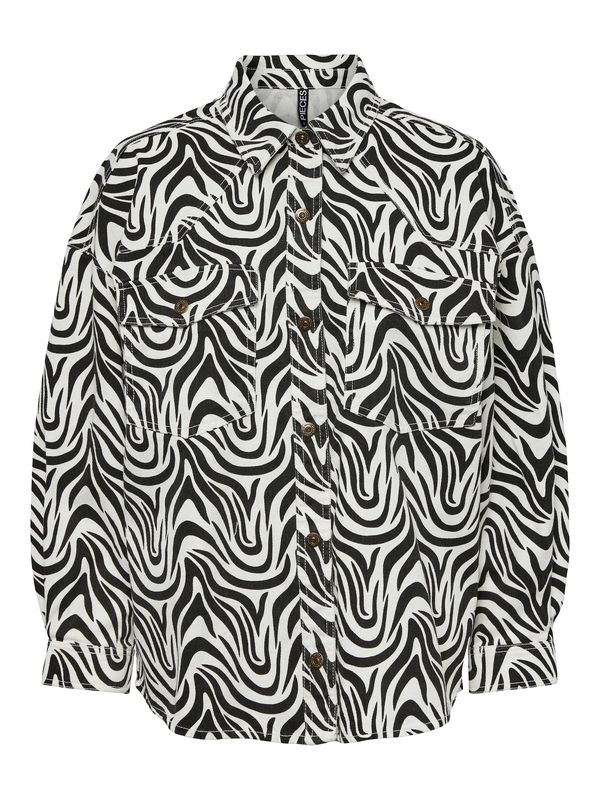 PIECES PIECES Блуза 'Nursel'  черно / бяло