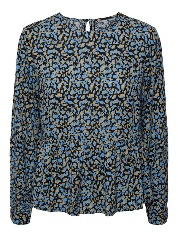 PIECES PIECES Блуза 'Nya'  бежово / светлосиньо / черно