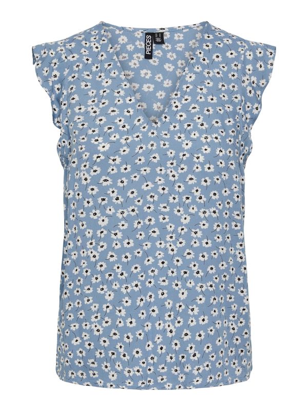 PIECES PIECES Блуза 'NYA'  син деним / черно / бяло