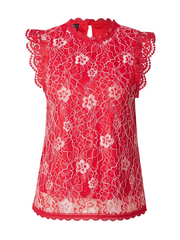 PIECES PIECES Блуза 'PCOLLINE'  червено / мръсно бяло