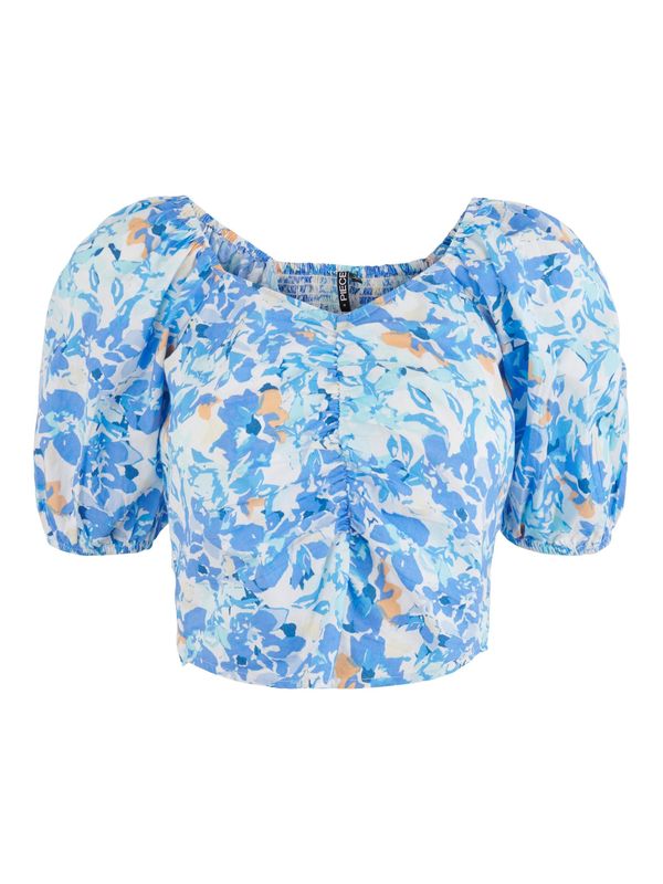 PIECES PIECES Блуза 'Shadow'  синьо / кайсия / бяло