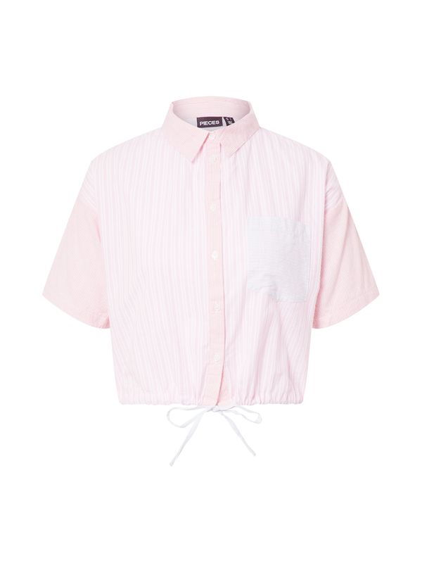 PIECES PIECES Блуза 'SILJA'  светлосиньо / бледорозово / бяло