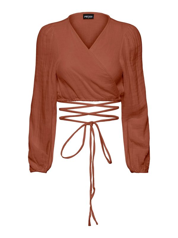 PIECES PIECES Блуза 'TINA'  ръждиво кафяво