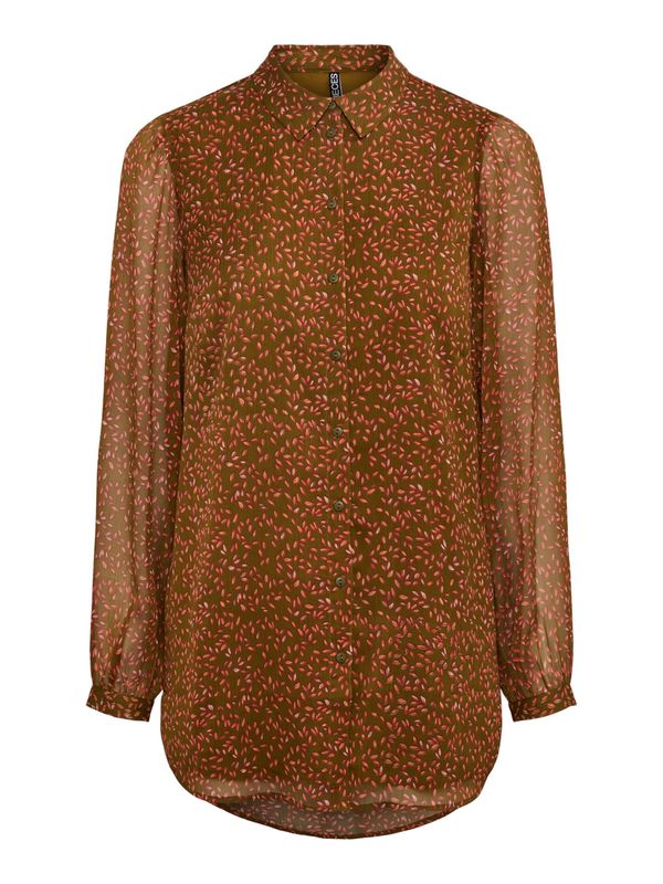 PIECES PIECES Блуза  тръстиково зелено / тъмнорозово