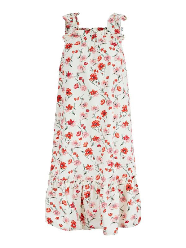 PIECES PIECES Лятна рокля 'Vlora'  зелено / бледорозово / огнено червено / мръсно бяло