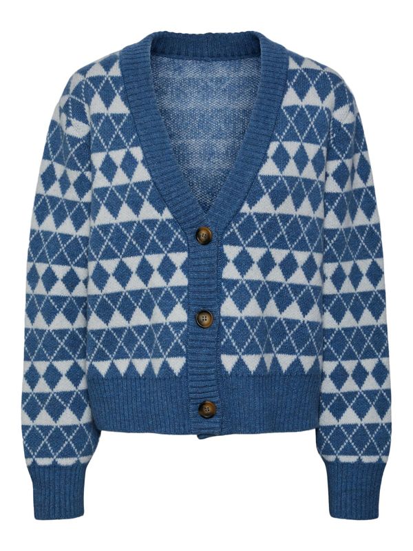 PIECES PIECES Плетена жилетка 'Grapha'  гълъбово синьо / бяло