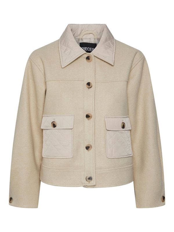 PIECES PIECES Преходно яке 'JINNA'  бял меланж