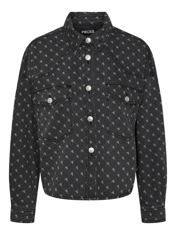 PIECES PIECES Преходно яке 'NURSEL'  сив деним / светлосиво