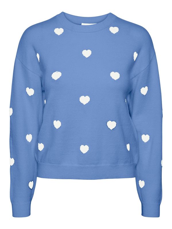 PIECES PIECES Пуловер 'Anita'  небесносиньо / бяло