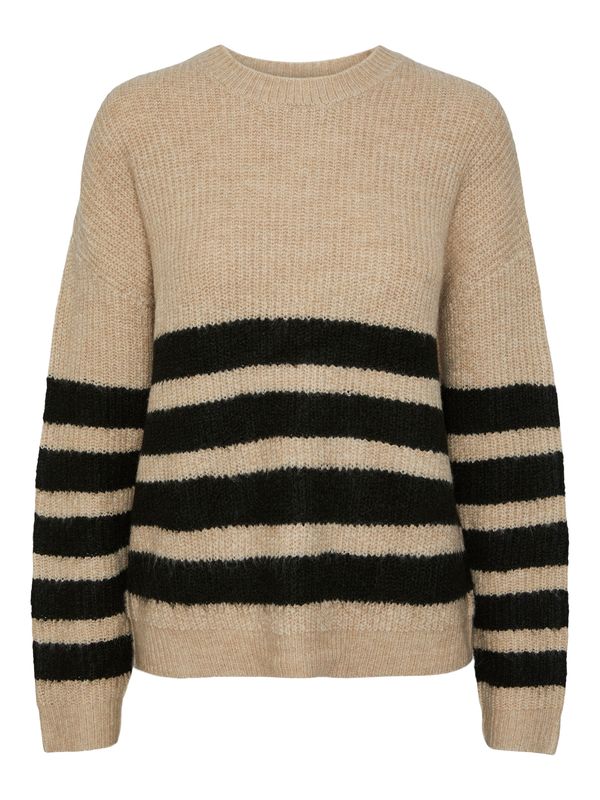 PIECES PIECES Пуловер 'BROOKS'  бежово / черно