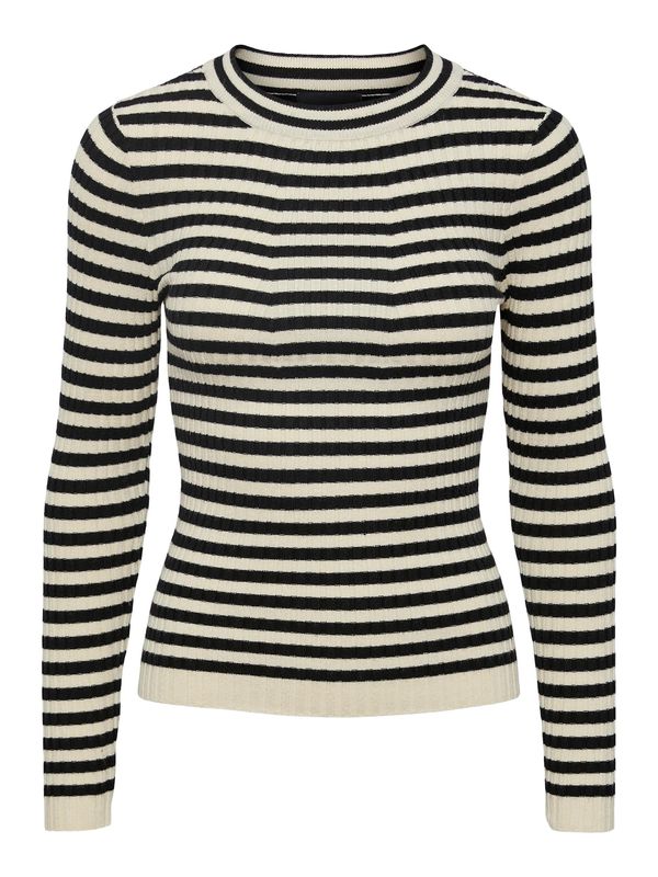 PIECES PIECES Пуловер 'Crista'  черно / бяло