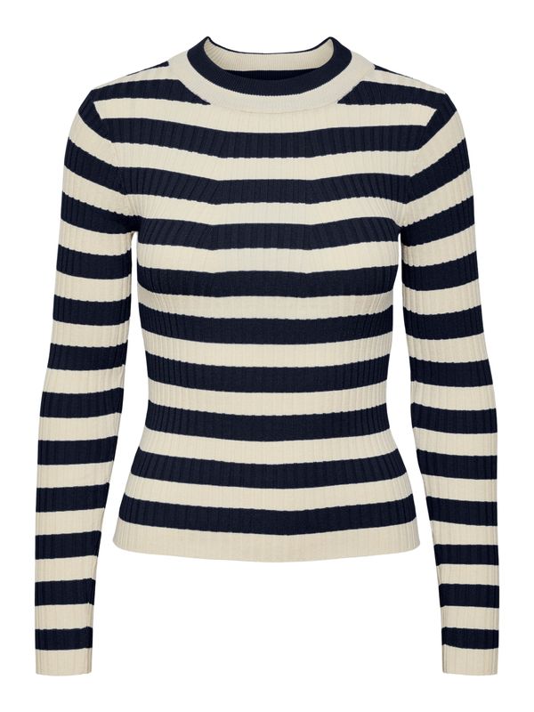 PIECES PIECES Пуловер 'CRISTA'  светлобежово / морскосиньо