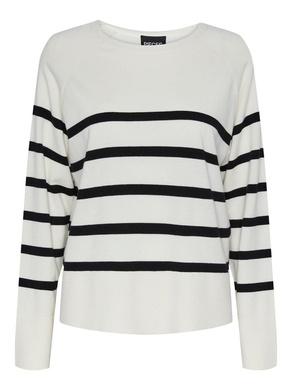 PIECES PIECES Пуловер 'SIA'  черно / бяло