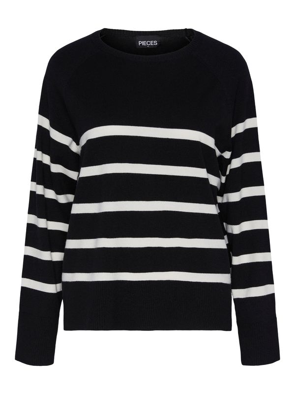 PIECES PIECES Пуловер 'SIA'  черно / бяло