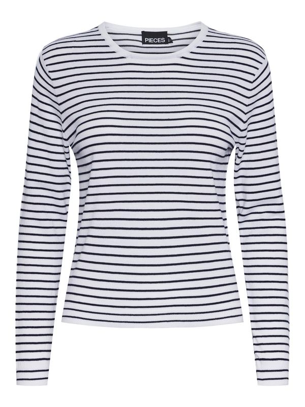 PIECES PIECES Пуловер 'SONJA'  черно / бяло