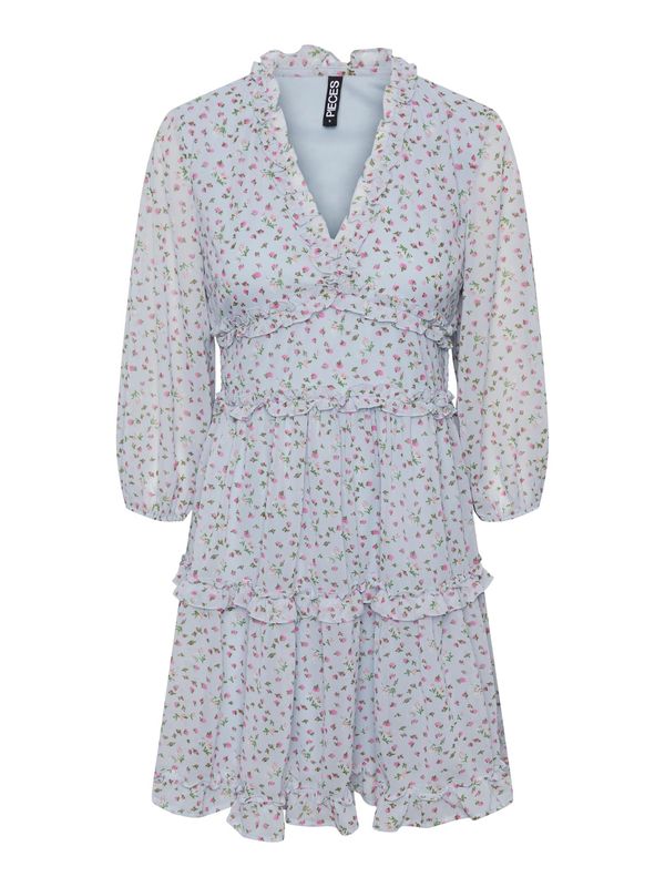 PIECES PIECES Рокля 'Nanna'  светлосиньо / зелено / фуксия / бледорозово