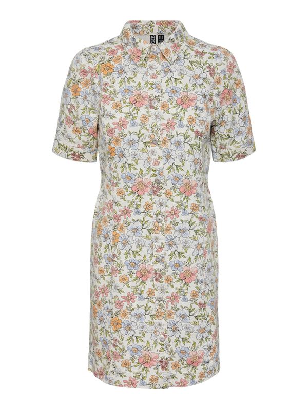 PIECES PIECES Рокля тип риза 'BLUME'  кремаво / светлосиньо / зелено / пепел от рози