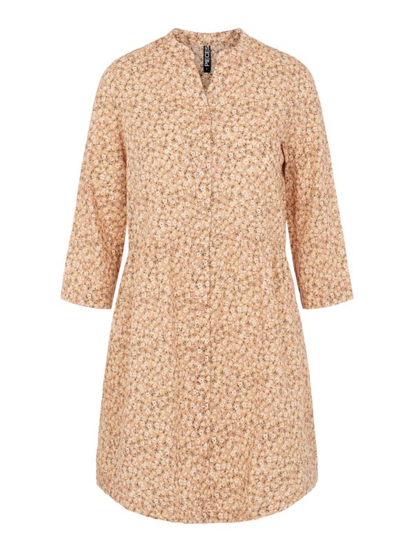 PIECES PIECES Рокля тип риза 'LINDSEY'  маслина / мандарина / бяло