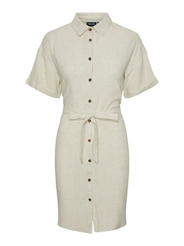 PIECES PIECES Рокля тип риза 'VINSTY'  бежово