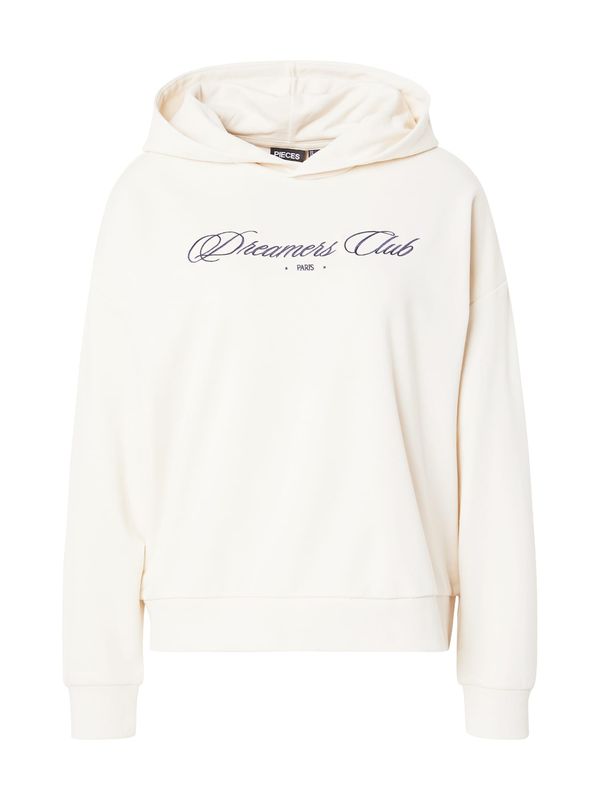 PIECES PIECES Суичър 'MAE'  бежово / тъмносиньо