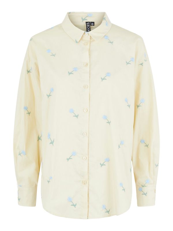 Pieces Tall Pieces Tall Блуза 'Dernia'  светлосиньо / смарагдово зелено / бял памук