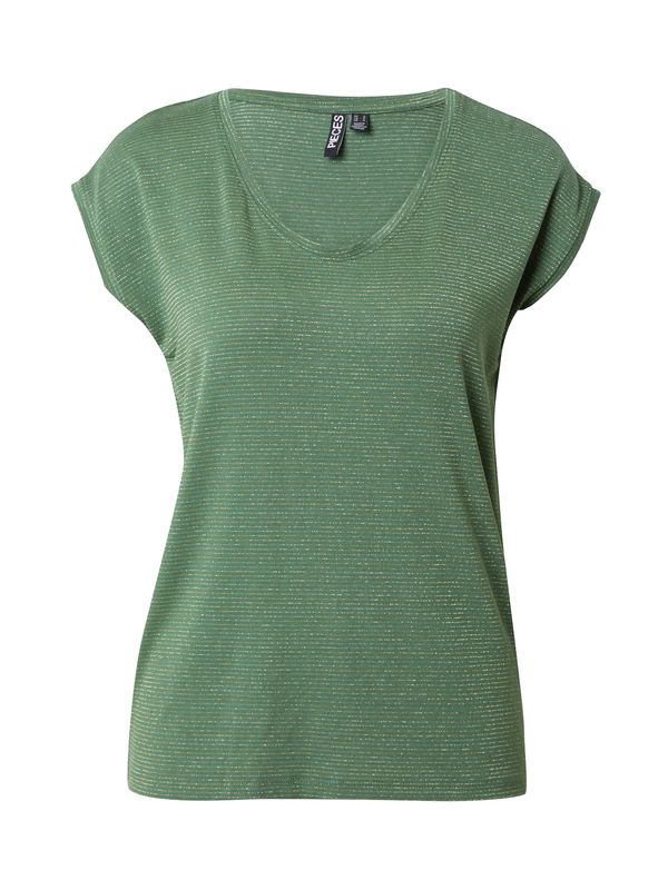 PIECES PIECES Тениска 'Billo'  злато / тревнозелено