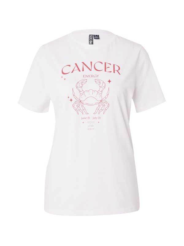 PIECES PIECES Тениска 'FAST'  червено / бяло