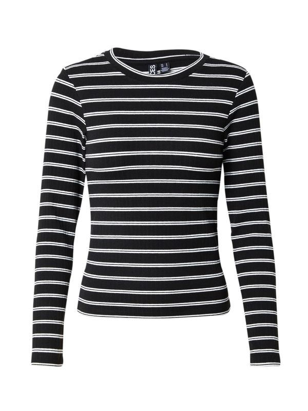 PIECES PIECES Тениска 'FOLLY'  черно / мръсно бяло