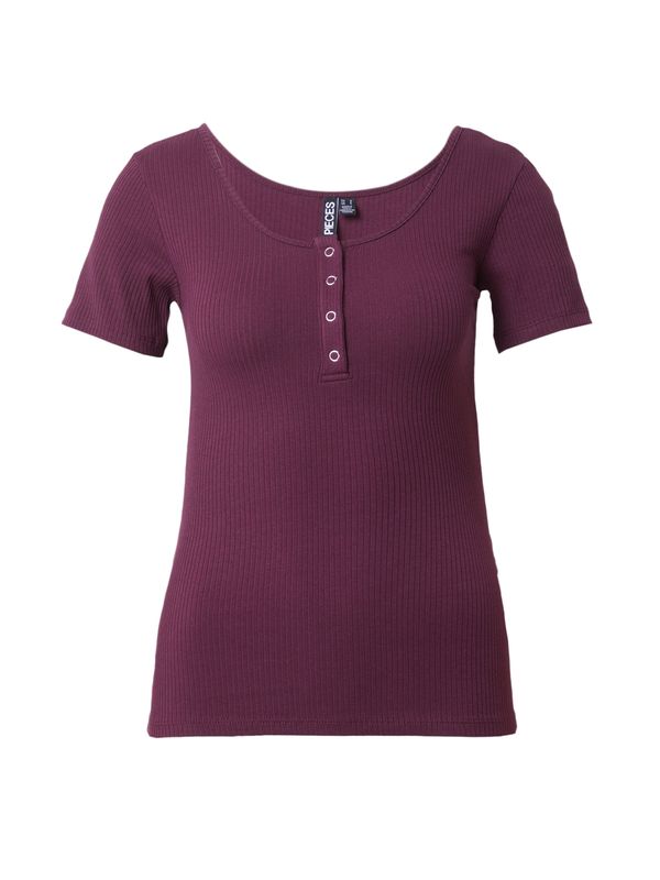 PIECES PIECES Тениска 'KITTE'  боровинка