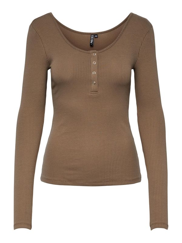 PIECES PIECES Тениска 'Kitte'  кафяво