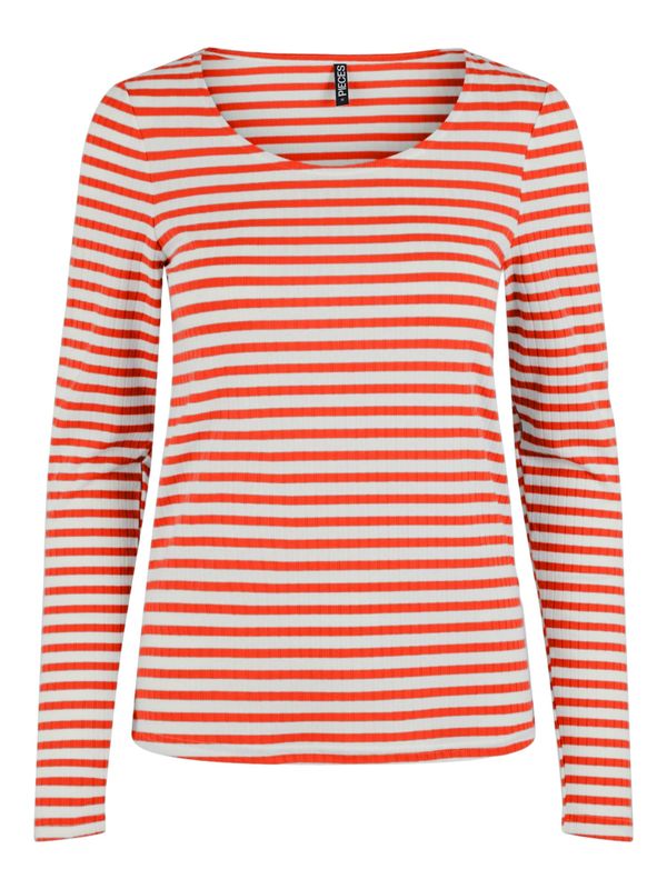 PIECES PIECES Тениска 'KYLIE'  корал / бяло