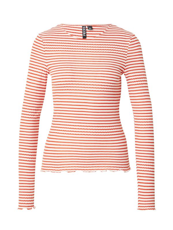 PIECES PIECES Тениска 'MAJA'  тъмнооранжево / бяло