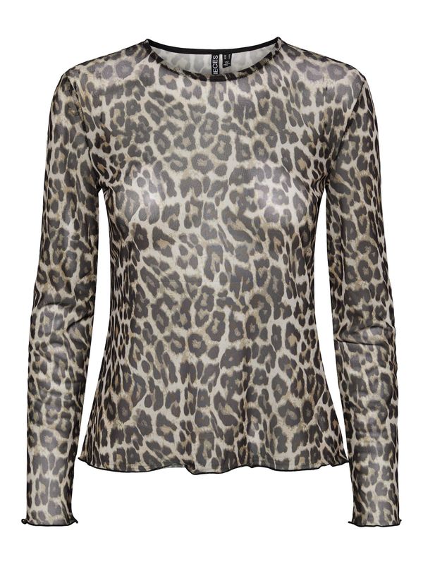 PIECES PIECES Тениска 'NESH'  бежово / черно