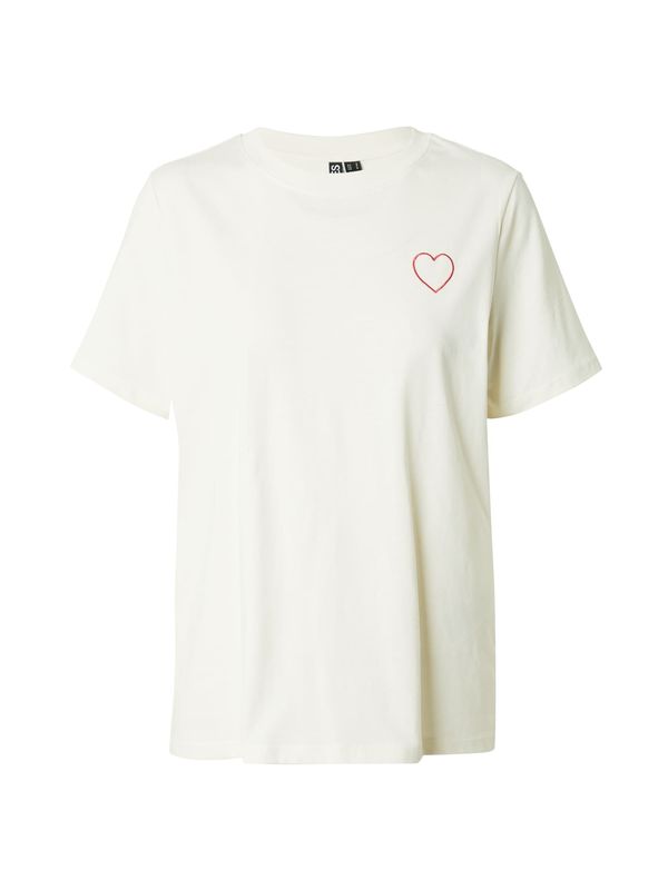 PIECES PIECES Тениска 'RIA'  червено / бяло