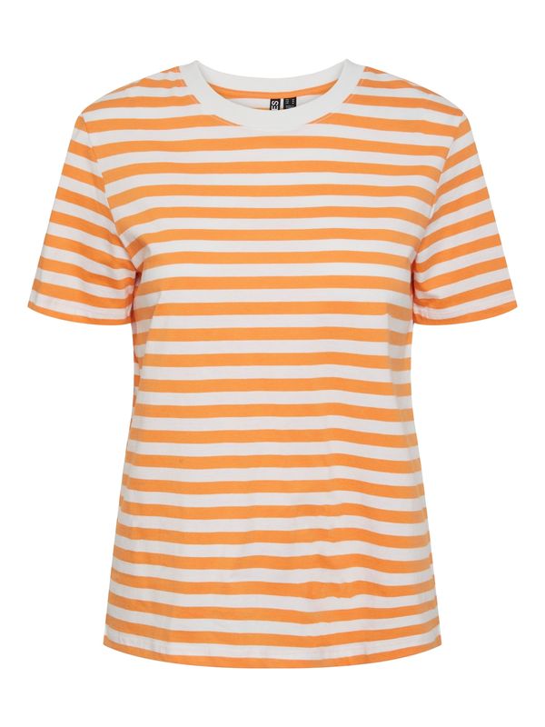 PIECES PIECES Тениска 'RIA'  оранжево / бяло