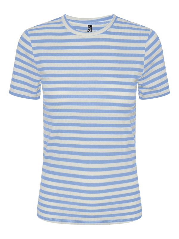 PIECES PIECES Тениска 'RUKA'  бежово / синьо