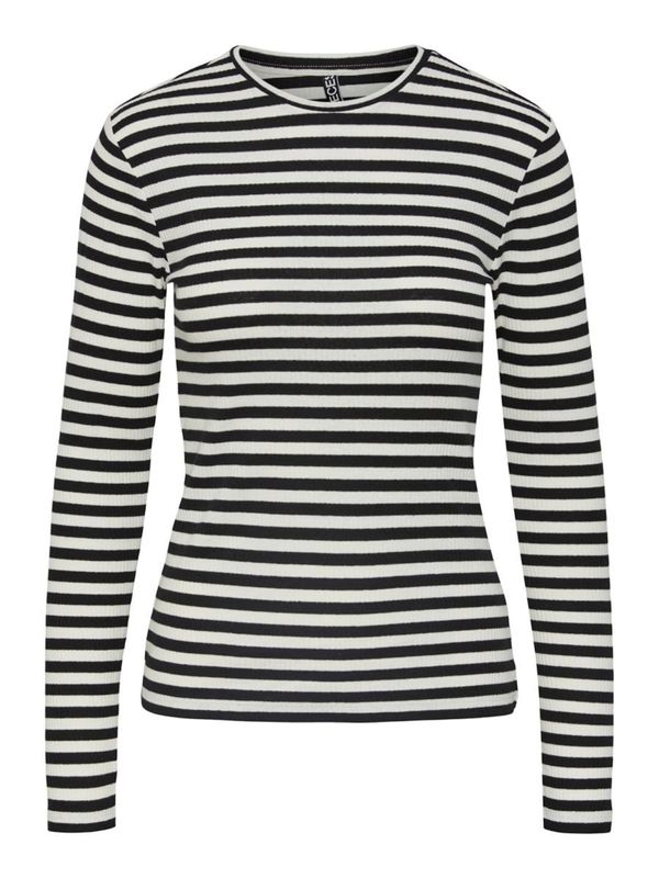 PIECES PIECES Тениска 'Ruka'  черно / бяло