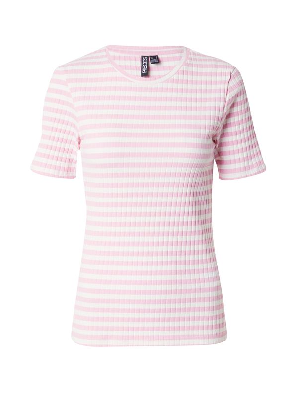 PIECES PIECES Тениска 'SAFI'  еосин / бяло