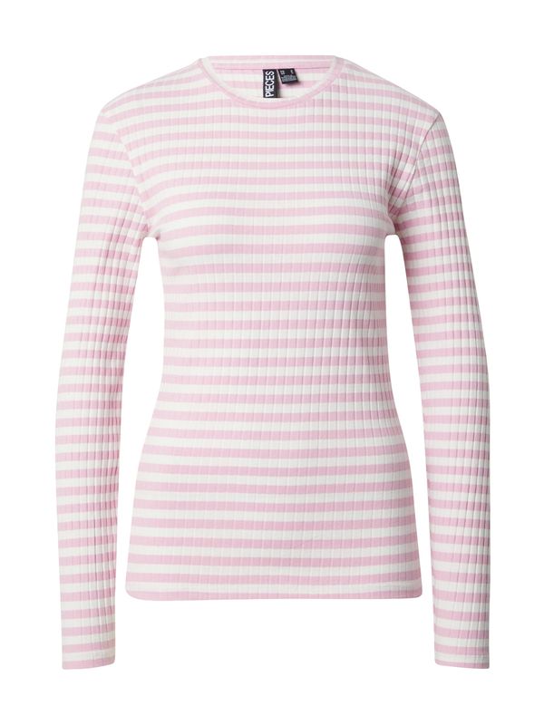 PIECES PIECES Тениска 'SAFI'  слива / бяло