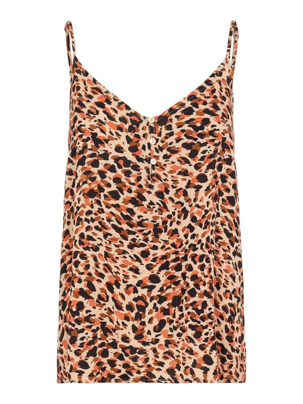 PIECES PIECES Топ 'Nya'  кремаво / кафяво / тъмнооранжево / черно