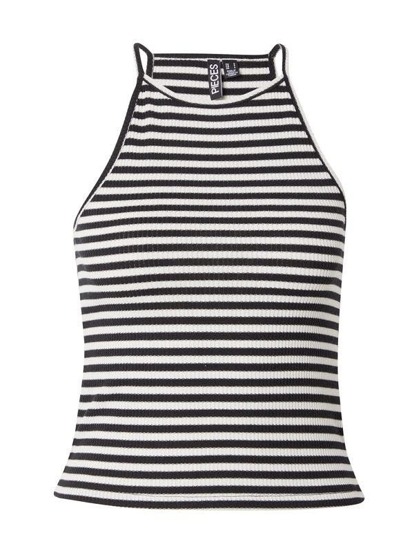 PIECES PIECES Топ 'Ostina'  черно / мръсно бяло