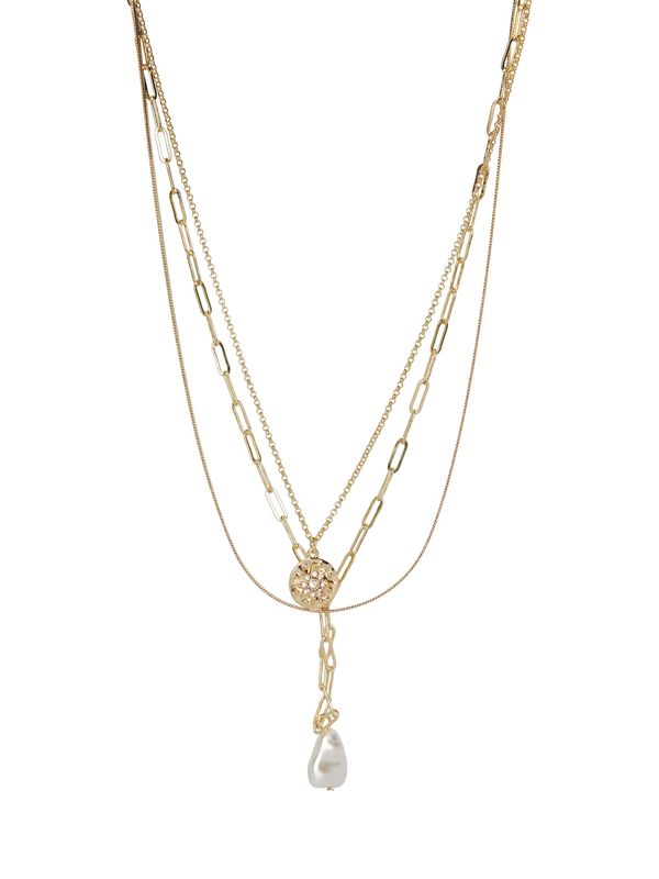 PIECES PIECES Верижка 'MYRNA'  злато / перлено бяло