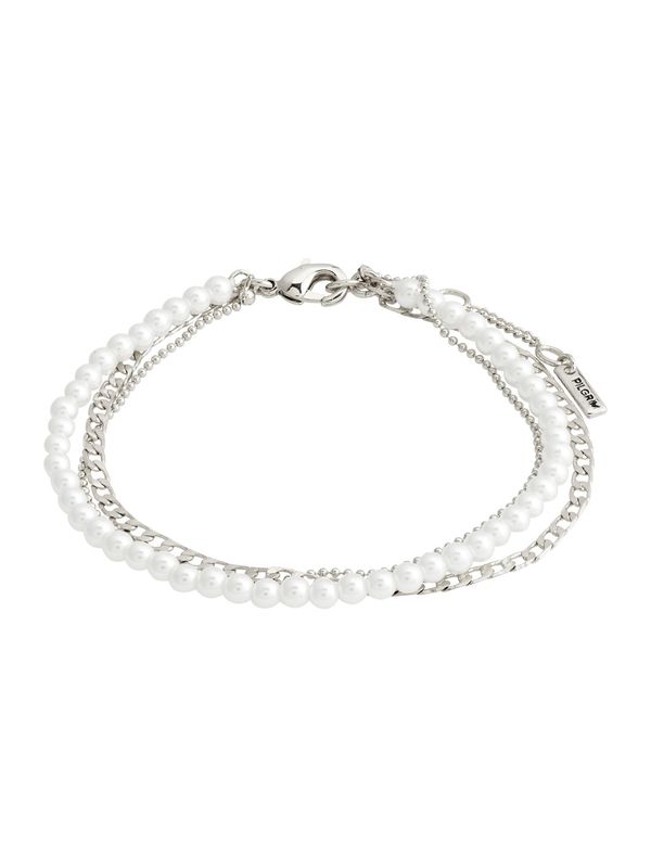 Pilgrim Pilgrim Гривна 'BAKER'  сребърно / перлено бяло