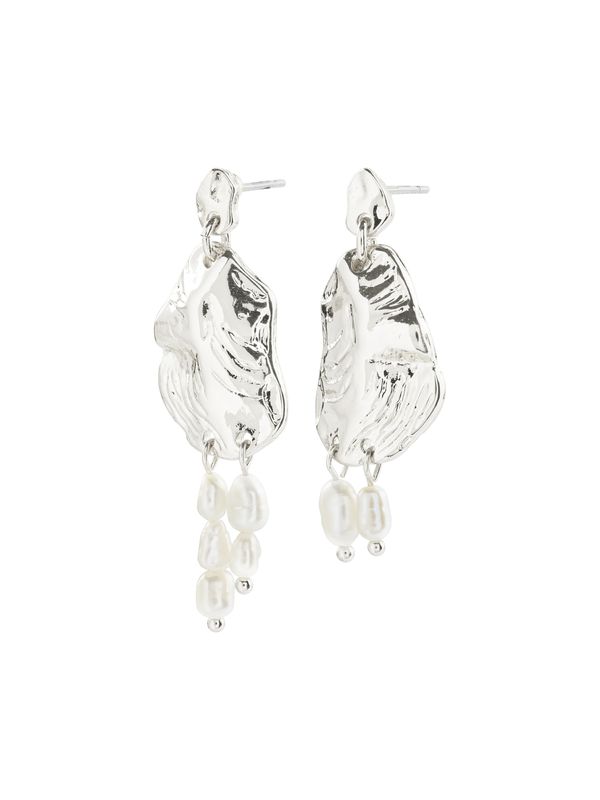 Pilgrim Pilgrim Обеци 'Bloom'  сребърно / перлено бяло