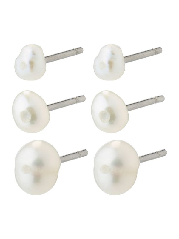 Pilgrim Pilgrim Обеци 'EDIL'  сребърно / перлено бяло